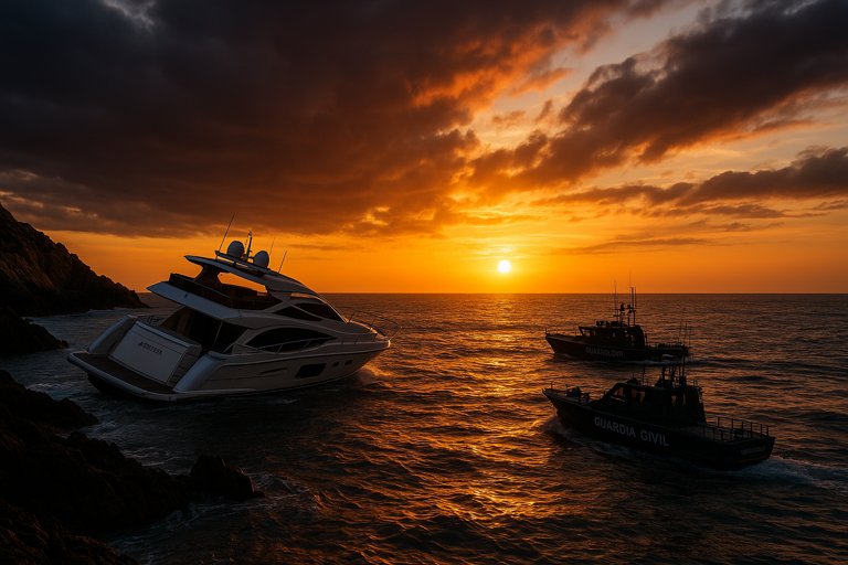 Las autoridades responden al accidente de un yate de lujo en la Costa del Sol y descubren 1,5 millones de euros a bordo